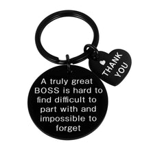 Load image into Gallery viewer, Boss Appreciation Gift Keychain for Supervisor Leader Manager Thank You Mentor Retirement Leaving Birthday Christmas Gifts Goodbye Leaving Gift Keyring for Coworker Colleague Women Men