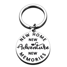 Load image into Gallery viewer, Housewarming Keychain Gift for New Home New Adventure New House Keyring First Home Moving Gift for New House Owner Husband Wife Realtor Closing Jewelry
