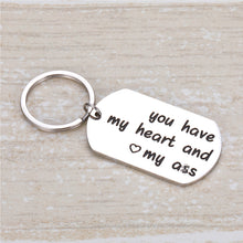 Load image into Gallery viewer, Funny Anniversary Keychain Gifts for Him Her Husband Boyfriend You Have My Heart Love Engagement Key chain Couple Wife Girlfriend Keyring for Christmas Birthday Valentine&#39;s Day Men Woman
