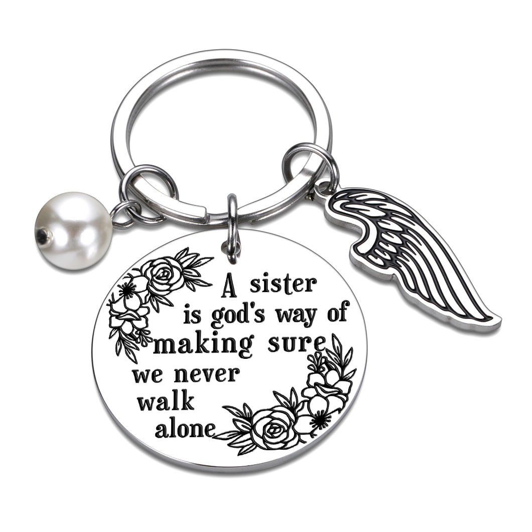 Sister Keychain Gifts from Sister Brother A sister is God’s Way of Making Sure We Never Walk Alone Sister Jewelry Christmas Birthday Gifts Sister Jewelry Friendship Keychain for Sisters BFF