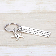 Load image into Gallery viewer, Thank You Gift Keychain for Social Worker Volunteer Nurse Teacher Employee Appreciation Gifts for Coach Coworker Doctor Family Retirement Gift Never Underestimate the Difference You Made
