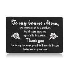 Load image into Gallery viewer, Bonus Mom Gifts Wallet Card Inserts from Daughter Son Mothers Day Birthday Christmas Thanksgiving Appreciation Gifts for mummy mom Metal Wallet Insert Card for Stepmom Gifts from Stepson Stepdaughter
