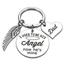 Load image into Gallery viewer, Loss of Dad Sympathy Gift for Son Daughter Loss of Father Gift Memory Jewelry I Used to be His Angle Dad Memorial Keychain Father in Heaven Angel Keyring
