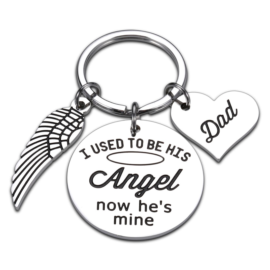 Loss of Dad Sympathy Gift for Son Daughter Loss of Father Gift Memory Jewelry I Used to be His Angle Dad Memorial Keychain Father in Heaven Angel Keyring