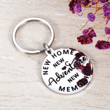 Load image into Gallery viewer, Housewarming Keychain Gift for New Home New Adventure New House Keyring First Home Moving Gift for New House Owner Husband Wife Realtor Closing Jewelry
