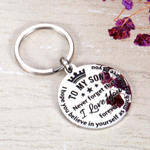 Load image into Gallery viewer, To My Son Keychain from Mom Dad Inspirational Birthday Graduation Back to School Wedding Gifts for Son Stepson Teen Boys Kid Men Never Forget That How Much I Love You Key chain
