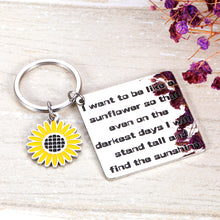 Load image into Gallery viewer, Sunflower Charm Keychain Inspirational Graduation Birthday Christmas Friendship Gifts Encourage Keyring for Sisters Daughters Girl Women Friends I Want to be Like A Sunflower
