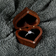 Load image into Gallery viewer, Heart Shaped Wooden Ring Box Magnetic Jewelry Chest Ring Bearer Velvet Soft Interior Gift for Proposal Engagement Anniversary Wedding Ceremony Exchanging Rings Ring Holder Valentines Day Birthday Gift
