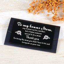 Load image into Gallery viewer, Bonus Mom Gifts Wallet Card Inserts from Daughter Son Mothers Day Birthday Christmas Thanksgiving Appreciation Gifts for mummy mom Metal Wallet Insert Card for Stepmom Gifts from Stepson Stepdaughter
