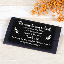Load image into Gallery viewer, Fathers Day Gif Wallet Card Inserts from Daughter Son Birthday Christmas Thanksgiving Appreciation Father-in-Law Day Gifts for Bonus Dad Stepdad Metal Wallet Insert Card from Stepson Stepdaughter
