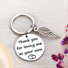 Load image into Gallery viewer, Stepmom Stepdad Gifts Keychain from Daughter Son for Mother Father Thank You Gift for Birthday Wedding Adoptive Foster Parents from Kids Thank You for Loving Me As You Own
