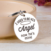 Load image into Gallery viewer, Loss of Dad Sympathy Gift for Son Daughter Loss of Father Gift Memory Jewelry I Used to be His Angle Dad Memorial Keychain Father in Heaven Angel Keyring
