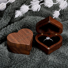 Load image into Gallery viewer, Heart Shaped Wooden Ring Box Magnetic Jewelry Chest Ring Bearer Velvet Soft Interior Gift for Proposal Engagement Anniversary Wedding Ceremony Exchanging Rings Ring Holder Valentines Day Birthday Gift
