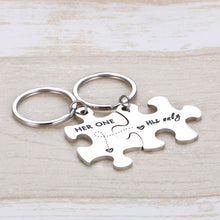 Load image into Gallery viewer, Couple Keychain Gifts Her One His Only For Bff Boyfriend Girlfirend Fiancée Husband Wife Puzzle Piece Pendent for Him Her Valentines’ Day Stocking Stuffer Anniversary Wedding New Year
