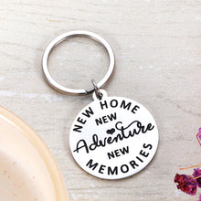 Load image into Gallery viewer, Housewarming Keychain Gift for New Home New Adventure New House Keyring First Home Moving Gift for New House Owner Husband Wife Realtor Closing Jewelry
