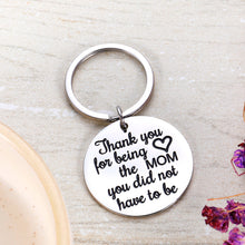 Load image into Gallery viewer, Mother's Day Keychain Mom Gifts for Step Mother New Mom Adoptive Mother Wife from Daughter Son Birthday Anniversary Wedding Valentine's Day Gifts Thank You for Being The mom
