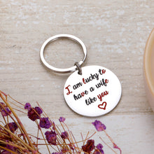 Load image into Gallery viewer, Birthday Wife Present Keychain for Her Wife Girlfriend Fiance Woman Present from Husband Boyfriend Love Funny Couple Keychain Anniversary Wedding Valentine Thanksgiving Day
