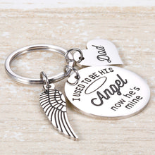 Load image into Gallery viewer, Loss of Dad Sympathy Gift for Son Daughter Loss of Father Gift Memory Jewelry I Used to be His Angle Dad Memorial Keychain Father in Heaven Angel Keyring
