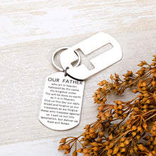 Load image into Gallery viewer, Bible Verse Keychain for Wife Husband Brother Sister Nephew Niece Lords Prayer Cross keychain Family Gif for Father Mother Grandson Granddaughter for Engagement Gathering Baptism
