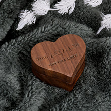 Load image into Gallery viewer, Heart Shaped Wooden Ring Box Magnetic Jewelry Chest Ring Bearer Velvet Soft Interior Gift for Proposal Engagement Anniversary Wedding Ceremony Exchanging Rings Ring Holder Valentines Day Birthday Gift
