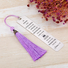 Load image into Gallery viewer, Book Lovers Gifts Bookmarks for Women Men Friends Birthday Religious Bible Metal Book Marks with Tassle for Kids Teens Girls Boys Bookworms World Book Days Inspirational Be Strong Book Club Gifts
