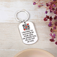 Load image into Gallery viewer, Valentines Day Gifts Keychain for Boyfriend Girlfriend Anniversary Birthday Wedding Gifts for Husband Wife Bride Bridegroom Naughty Keychain Funny Couples Key Ring I Promise to Always Be by Your Side
