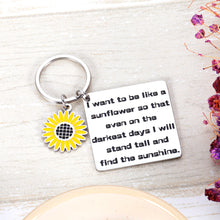 Load image into Gallery viewer, Sunflower Charm Keychain Inspirational Graduation Birthday Christmas Friendship Gifts Encourage Keyring for Sisters Daughters Girl Women Friends I Want to be Like A Sunflower
