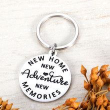 Load image into Gallery viewer, Housewarming Keychain Gift for New Home New Adventure New House Keyring First Home Moving Gift for New House Owner Husband Wife Realtor Closing Jewelry
