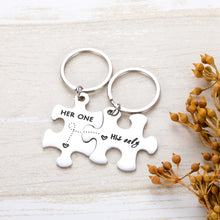 Load image into Gallery viewer, Couple Keychain Gifts Her One His Only For Bff Boyfriend Girlfirend Fiancée Husband Wife Puzzle Piece Pendent for Him Her Valentines’ Day Stocking Stuffer Anniversary Wedding New Year
