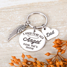 Load image into Gallery viewer, Loss of Dad Sympathy Gift for Son Daughter Loss of Father Gift Memory Jewelry I Used to be His Angle Dad Memorial Keychain Father in Heaven Angel Keyring
