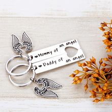 Load image into Gallery viewer, Loss Memorial Keychain Mommy and Daddy of An Angel Keychain Set Miscarriage Keepsake Remembrance Keychain for Dad Mom Men Women Baby Memorial Jewelry Sympathy Gift for Parents Infants Loss
