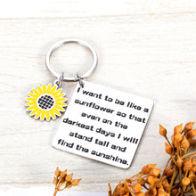 Load image into Gallery viewer, Sunflower Charm Keychain Inspirational Graduation Birthday Christmas Friendship Gifts Encourage Keyring for Sisters Daughters Girl Women Friends I Want to be Like A Sunflower
