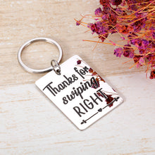 Load image into Gallery viewer, Valentines Day Keychain Gifts for Boyfriend Husband Him Men Her Anniversary Dating Engagement Gifts for Fiance Couple BF Girlfriend Wife Wedding Birthday Gifts Thanks for Swiping Right Keyring Gifts
