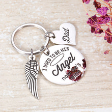 Load image into Gallery viewer, Loss of Dad Sympathy Gift for Son Daughter Loss of Father Gift Memory Jewelry I Used to be His Angle Dad Memorial Keychain Father in Heaven Angel Keyring
