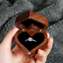 Load image into Gallery viewer, Heart Shaped Wooden Ring Box Magnetic Jewelry Chest Ring Bearer Velvet Soft Interior Gift for Proposal Engagement Anniversary Wedding Ceremony Exchanging Rings Ring Holder Valentines Day Birthday Gift
