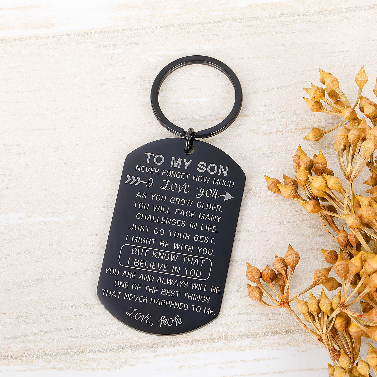 Inspirational Gif to Son from Mom Stepmother I Love You Keychain Birth –  Cueillir Terre