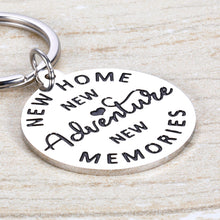 Load image into Gallery viewer, Housewarming Keychain Gift for New Home New Adventure New House Keyring First Home Moving Gift for New House Owner Husband Wife Realtor Closing Jewelry
