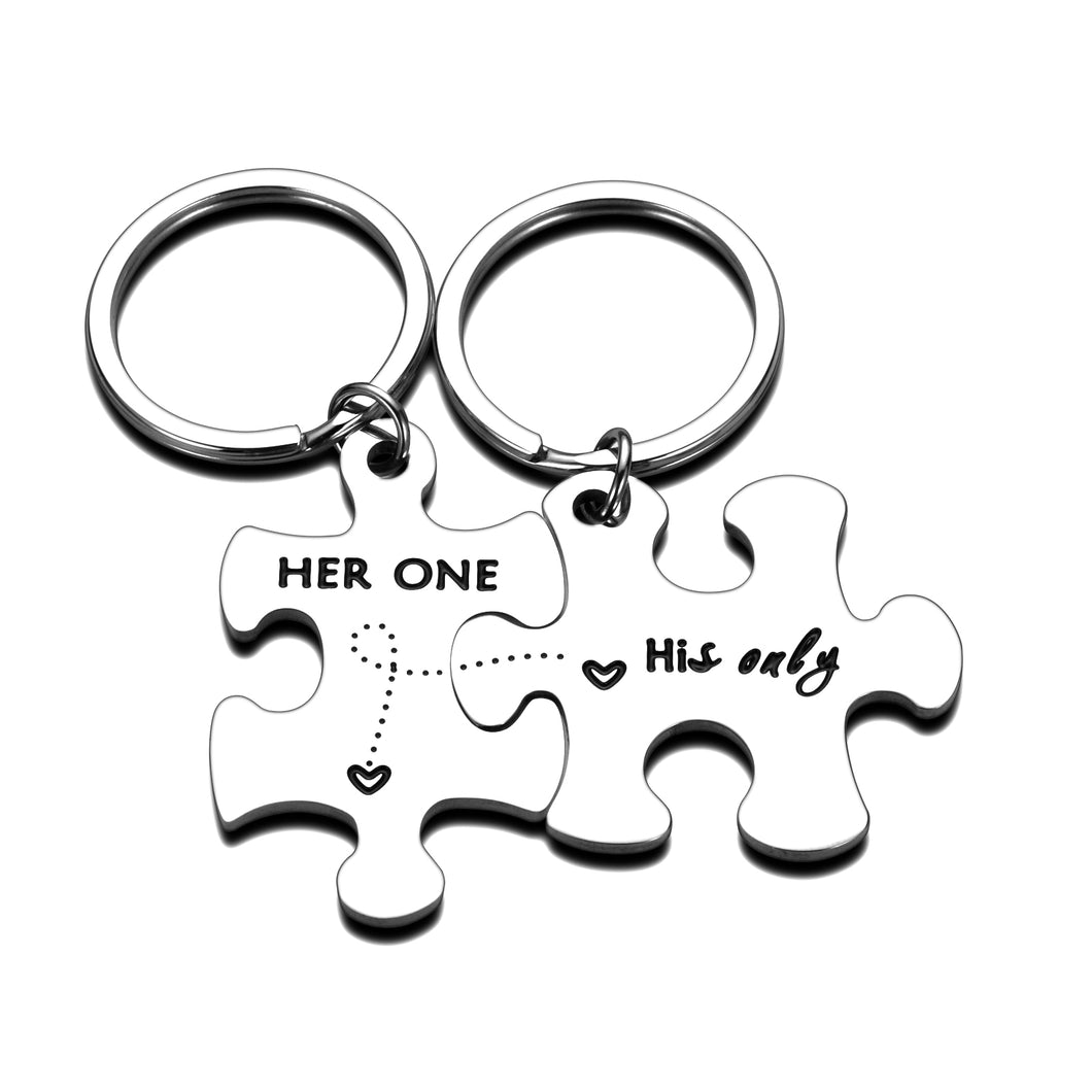 Couple Keychain Gifts Her One His Only For Bff Boyfriend Girlfirend Fiancée Husband Wife Puzzle Piece Pendent for Him Her Valentines’ Day Stocking Stuffer Anniversary Wedding New Year