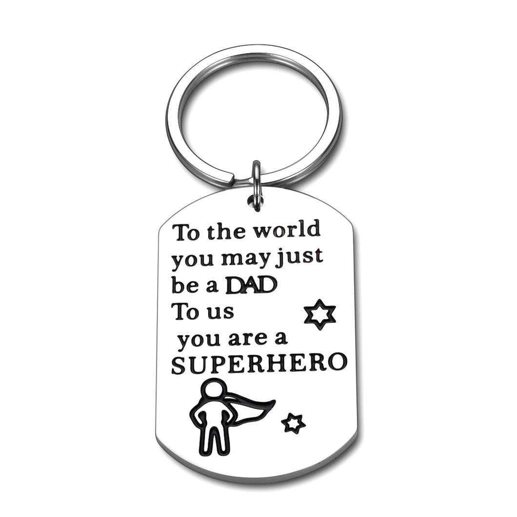 Fathers’ Day Gif Husband Keychain for Daddy Stepdad from Son Daughter Wife Kids Father of The Bride Superhero Gif for Wedding Anniversary Birthday Stocking Stuffers Valentine’s Day Men Him