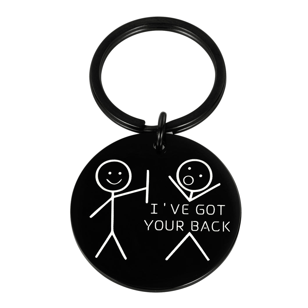 Funny Best Friend Keychain for Friends Besties BFF Inspirational Gif for Daughter Son Brothers Sisters Family from Mom Dad Friendship Men Women Graduation Birthday Keychain I’ve Got Your Back Black