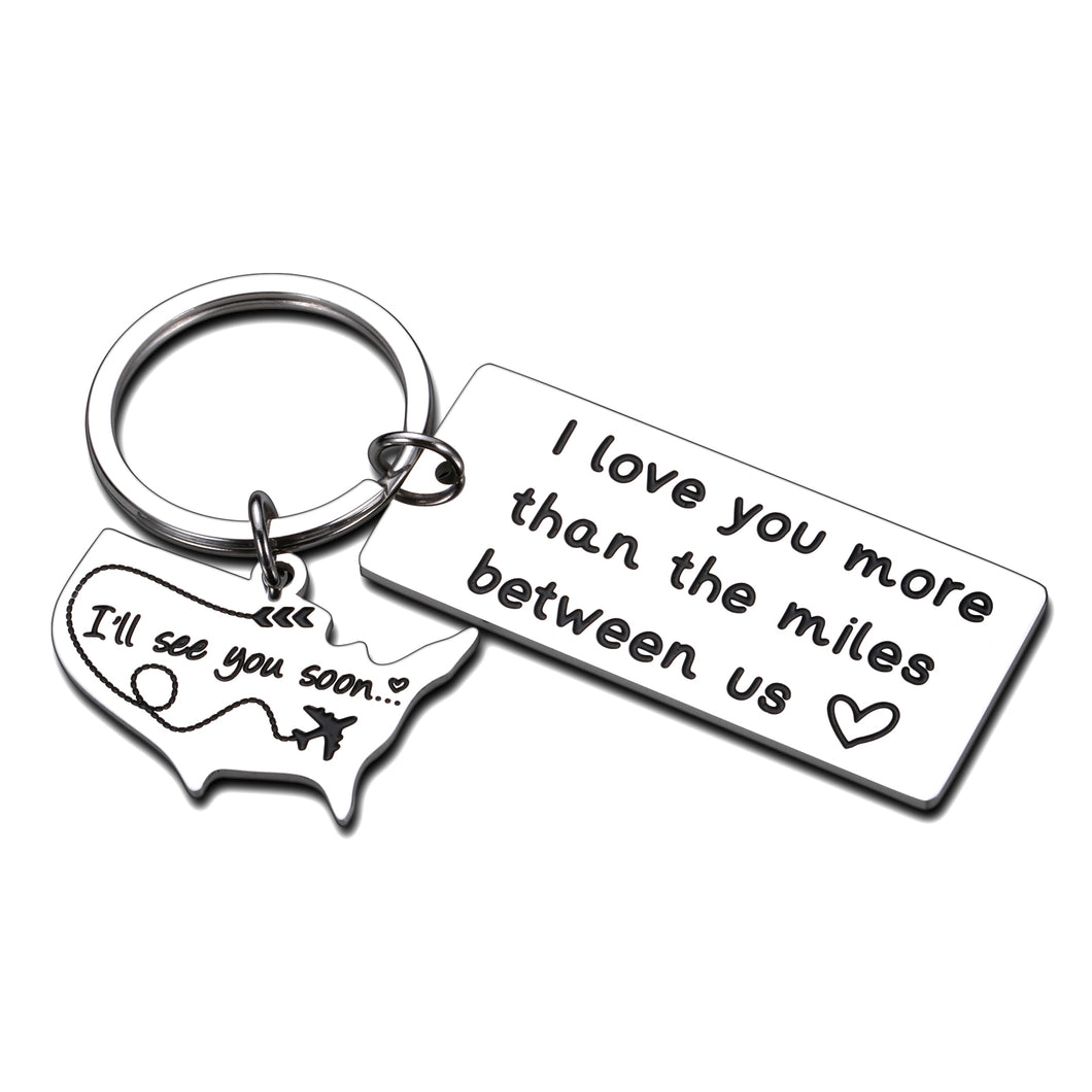 Long Distance Relationships Gifts Keychain For Couples Boyfriend Husband Fiance Girlfriend Going Away Gift I’ll See You Soon State Keychain Personalized Couples Jewelry Husband Dad Gifts