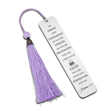 Load image into Gallery viewer, Book Lovers Gifts Bookmarks for Women Men Friends Birthday Religious Bible Metal Book Marks with Tassle for Kids Teens Girls Boys Bookworms World Book Days Inspirational Be Strong Book Club Gifts
