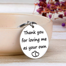 Load image into Gallery viewer, Stepmom Stepdad Gifts Keychain from Daughter Son for Mother Father Thank You Gift for Birthday Wedding Adoptive Foster Parents from Kids Thank You for Loving Me As You Own
