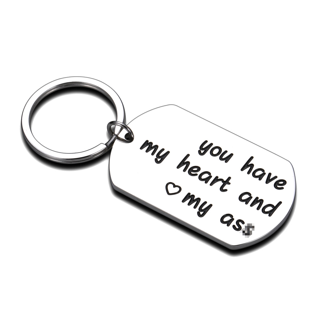 Funny Anniversary Keychain Gifts for Him Her Husband Boyfriend You Have My Heart Love Engagement Key chain Couple Wife Girlfriend Keyring for Christmas Birthday Valentine's Day Men Woman