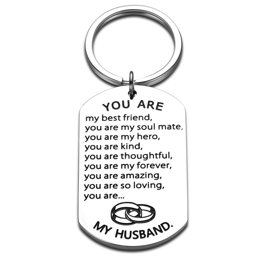 Anniversary Gif for Husband from Wife Soulmate Love Wedding Keychain Gifts Valentines Day Birthday Engagement Keychain Romantic for Him Man Hubby Lover Fiance Boyfriend