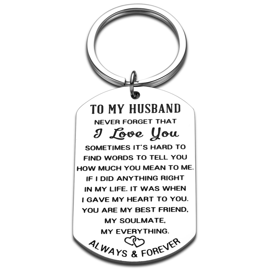 Anniversary Gif for Husband from Wife Soulmate Love Wedding Keychain Gifts Valentines Day Birthday Engagement Keychain Romantic for Him Man Hubby Lover Fiance Boyfriend