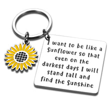 Load image into Gallery viewer, Sunflower Charm Keychain Inspirational Graduation Birthday Christmas Friendship Gifts Encourage Keyring for Sisters Daughters Girl Women Friends I Want to be Like A Sunflower
