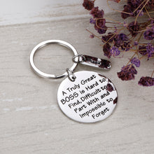 Load image into Gallery viewer, Boss Appreciation Gift Keychain for Supervisor Leader Manager Thank You Mentor Retirement Leaving Birthday Christmas Gifts Goodbye Leaving Gift Keyring for Coworker Colleague Women Men
