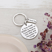 Load image into Gallery viewer, Boss Appreciation Gift Keychain for Supervisor Leader Manager Thank You Mentor Retirement Leaving Birthday Christmas Gifts Goodbye Leaving Gift Keyring for Coworker Colleague Women Men
