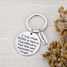 Load image into Gallery viewer, Boss Appreciation Gift Keychain for Supervisor Leader Manager Thank You Mentor Retirement Leaving Birthday Christmas Gifts Goodbye Leaving Gift Keyring for Coworker Colleague Women Men

